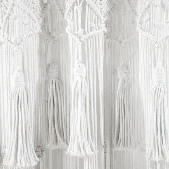 1pc 40"x84" Light Filtering Boho Macrame Tassel Curtain Panel White - Lush - Picture 4 of 5